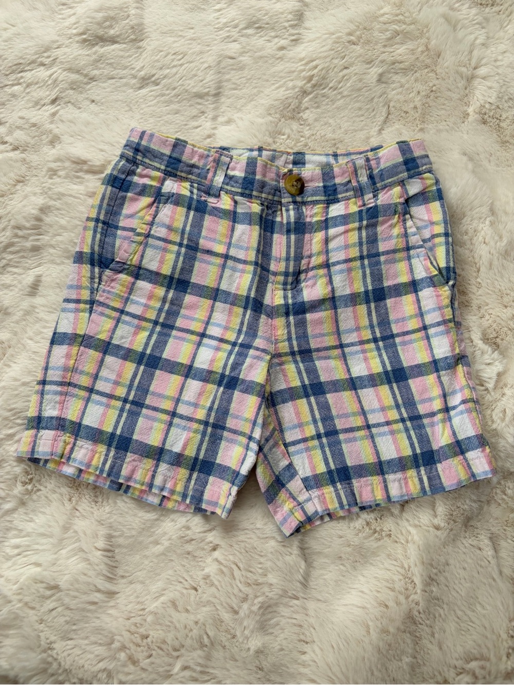 Janie and Jack Plaid Shorts in Pink, Blue & Yellow